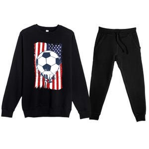 USA Flag Soccer Lover Premium Crewneck Sweatsuit Set