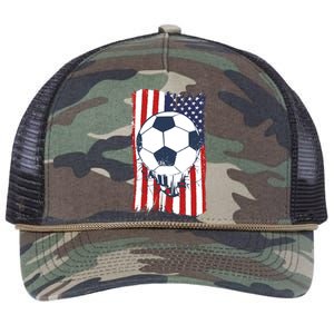 USA Flag Soccer Lover Retro Rope Trucker Hat Cap