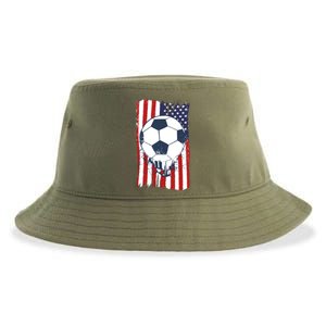 USA Flag Soccer Lover Sustainable Bucket Hat