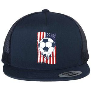 USA Flag Soccer Lover Flat Bill Trucker Hat