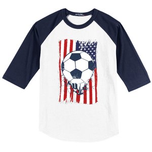 USA Flag Soccer Lover Baseball Sleeve Shirt