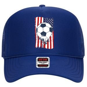 USA Flag Soccer Lover High Crown Mesh Back Trucker Hat