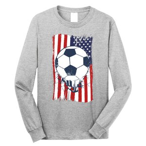 USA Flag Soccer Lover Long Sleeve Shirt