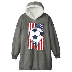 USA Flag Soccer Lover Hooded Wearable Blanket