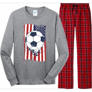 USA Flag Soccer Lover Long Sleeve Pajama Set