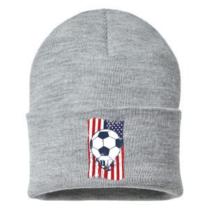 USA Flag Soccer Lover Sustainable Knit Beanie