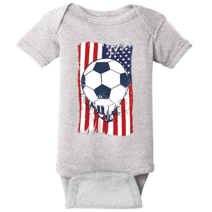 USA Flag Soccer Lover Baby Bodysuit