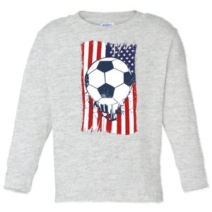 USA Flag Soccer Lover Toddler Long Sleeve Shirt