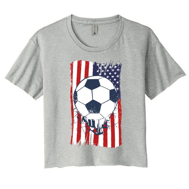 USA Flag Soccer Lover Crop Top