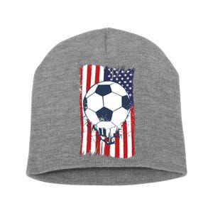 USA Flag Soccer Lover Short Acrylic Beanie