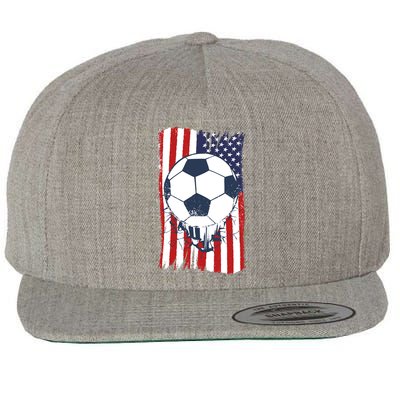 USA Flag Soccer Lover Wool Snapback Cap