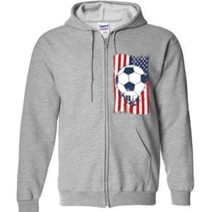 USA Flag Soccer Lover Full Zip Hoodie