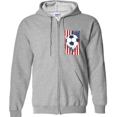 USA Flag Soccer Lover Full Zip Hoodie