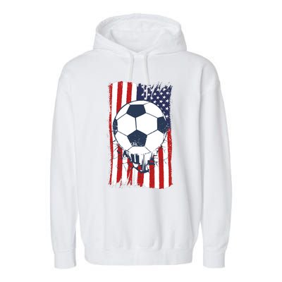 USA Flag Soccer Lover Garment-Dyed Fleece Hoodie