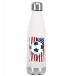 USA Flag Soccer Lover Stainless Steel Insulated Water Bottle