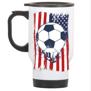 USA Flag Soccer Lover Stainless Steel Travel Mug