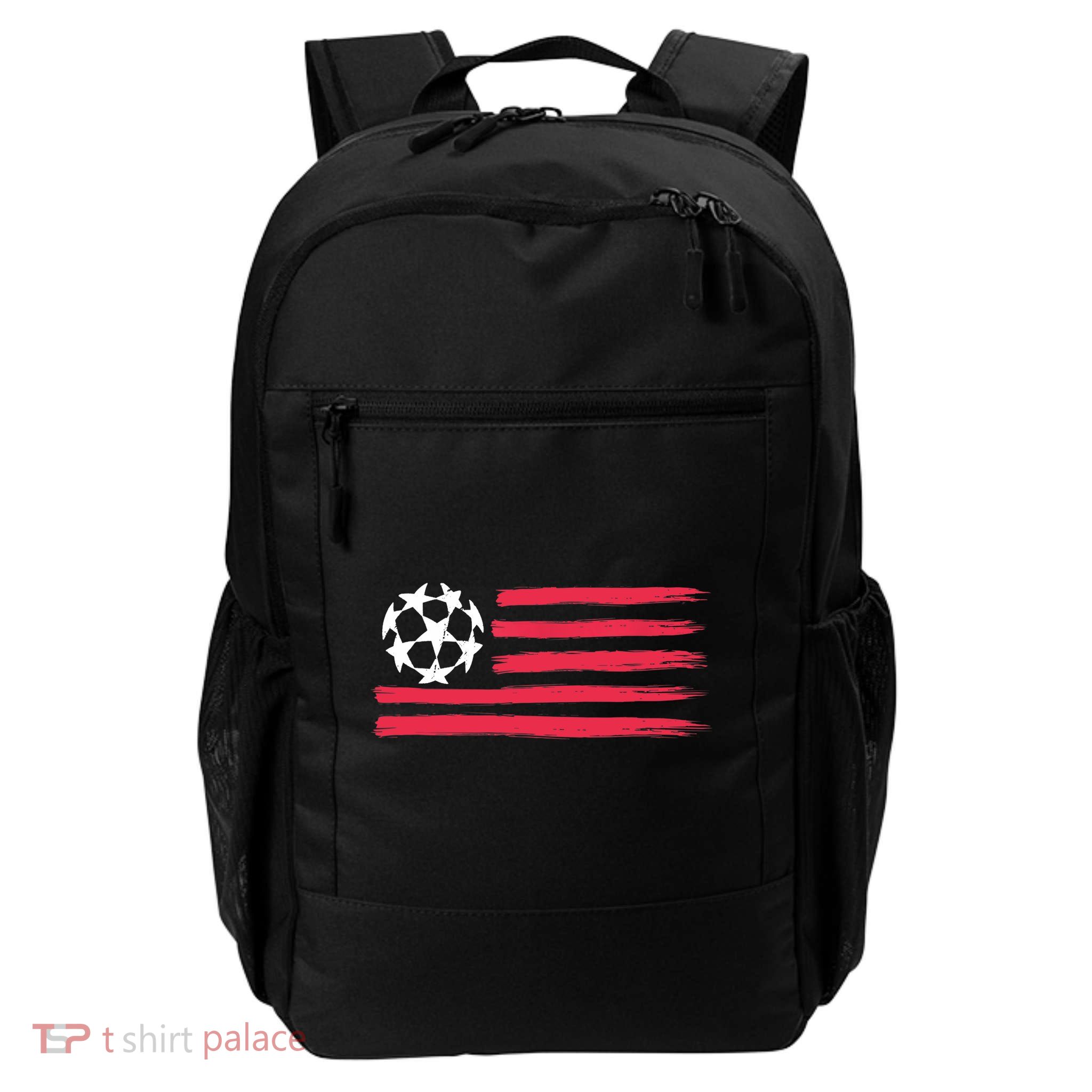 USA Flag Soccer Ball Cool Futbol Equipment Backpack