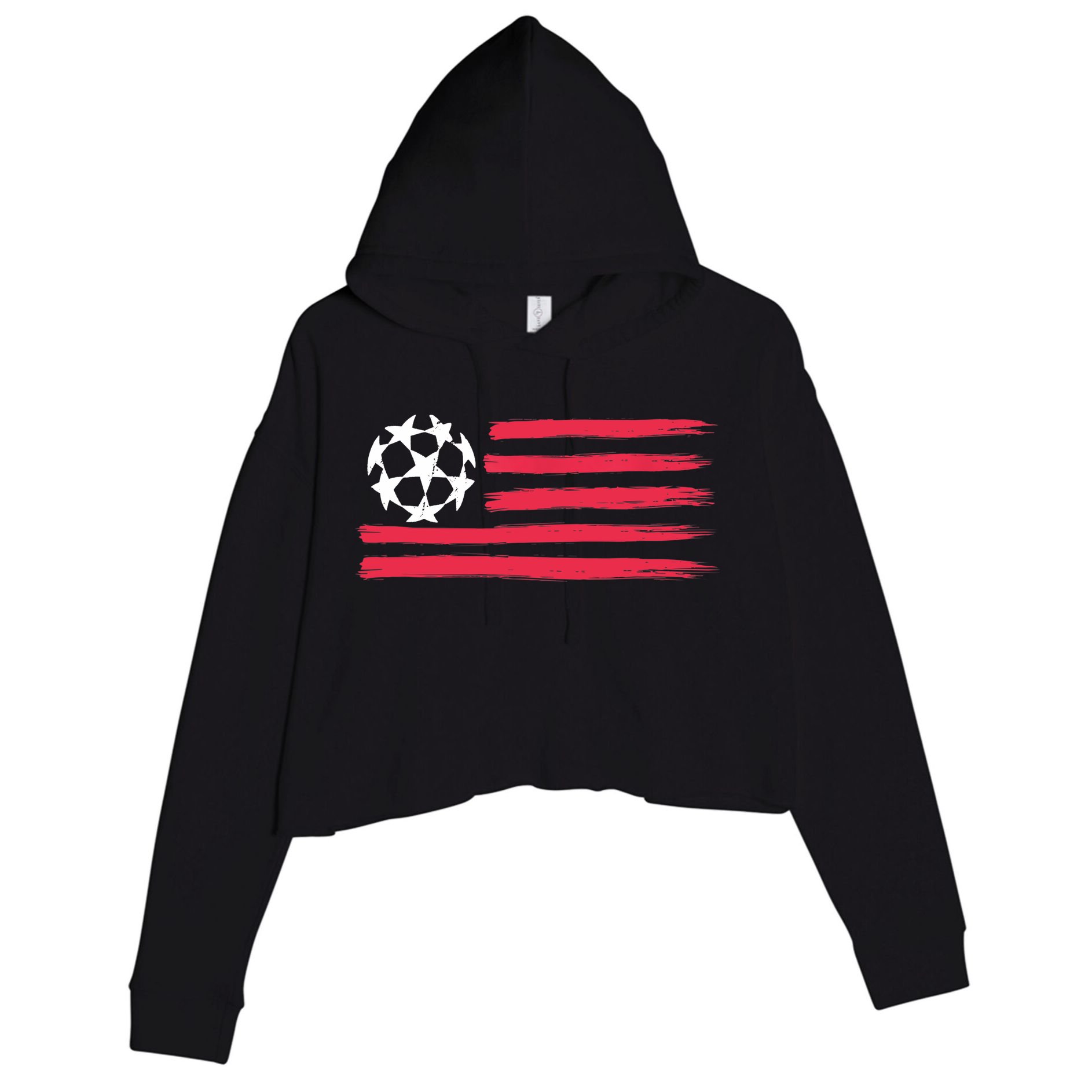USA Flag Soccer Ball Cool Futbol Equipment Crop Fleece Hoodie
