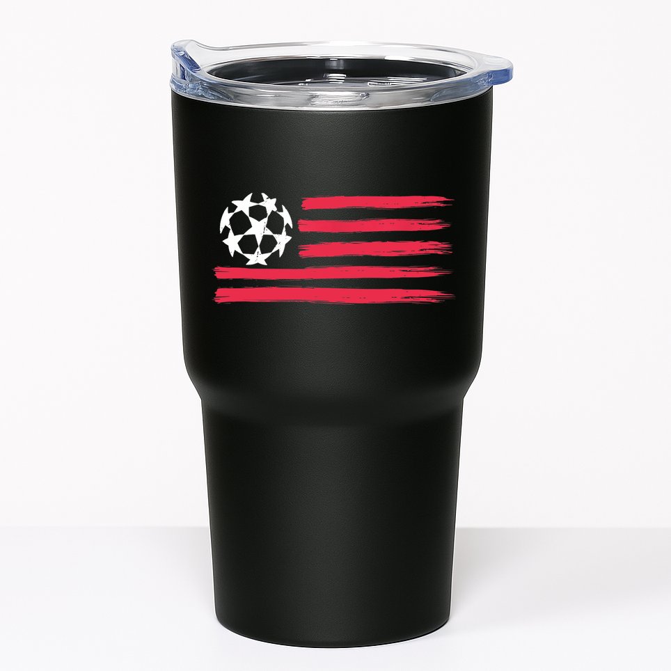 USA Flag Soccer Ball Cool Futbol Equipment Tumbler