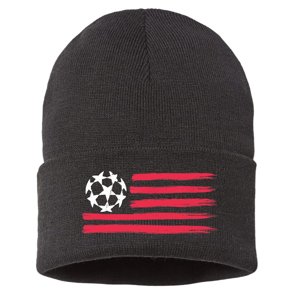 USA Flag Soccer Ball Cool Futbol Equipment Sustainable Knit Beanie