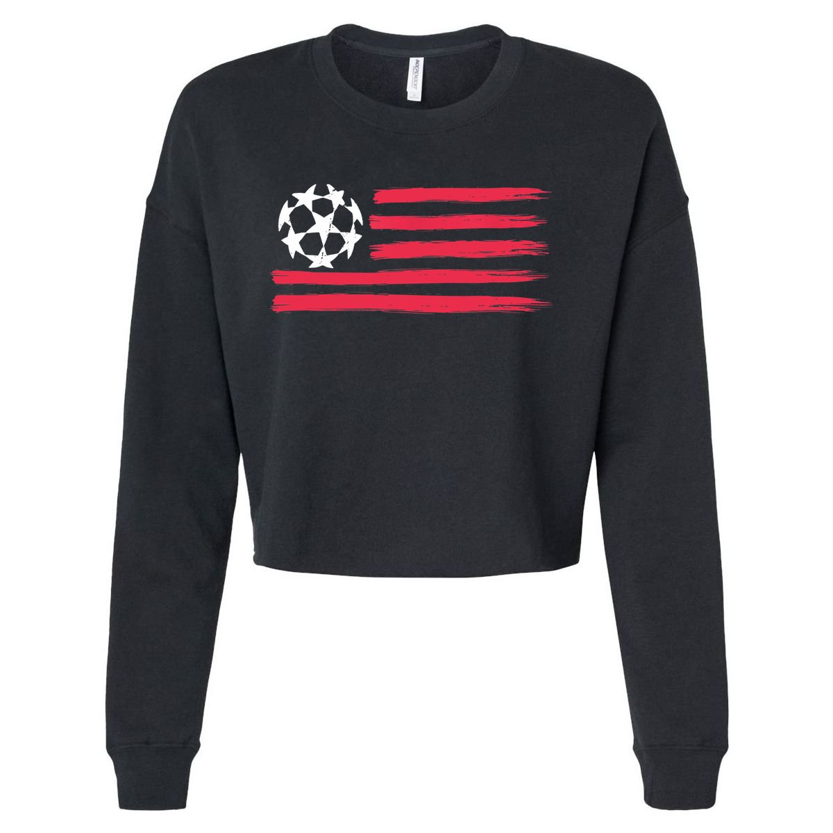 USA Flag Soccer Ball Cool Futbol Equipment Cropped Pullover Crew