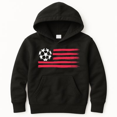 USA Flag Soccer Ball Cool Futbol Equipment Kids Hoodie