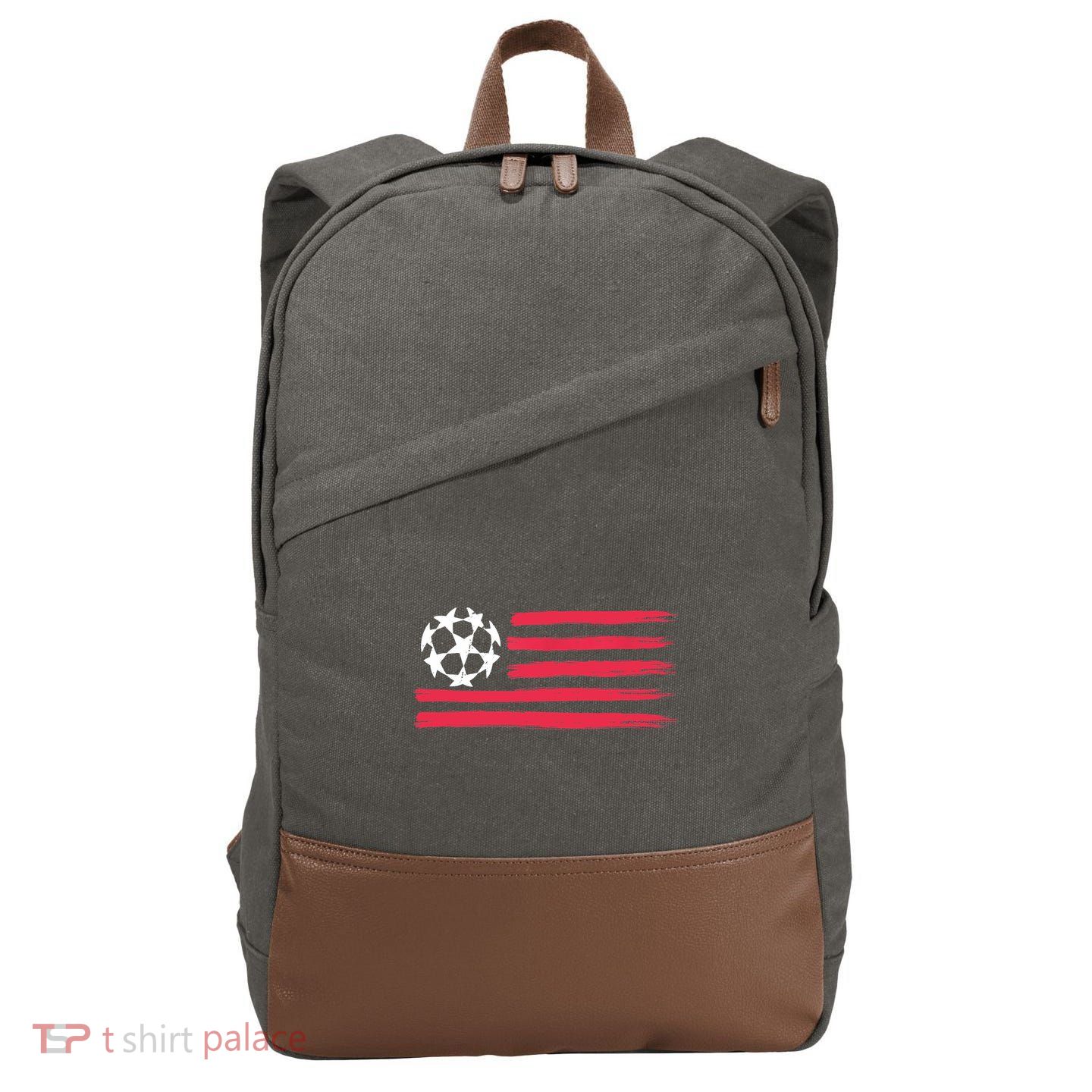 USA Flag Soccer Ball Cool Futbol Equipment Cotton Canvas Backpack