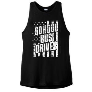 USA Flag School Bus Driver Bus Driver Retirement Bus Driver Ladies PosiCharge Tri-Blend Wicking Tank