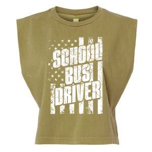 USA Flag School Bus Driver Bus Driver Retirement Bus Driver Garment-Dyed Women's Muscle Tee