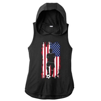 Usa Flag Soccer American Flag Ladies PosiCharge Tri-Blend Wicking Draft Hoodie Tank