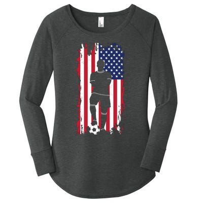 Usa Flag Soccer American Flag Women's Perfect Tri Tunic Long Sleeve Shirt