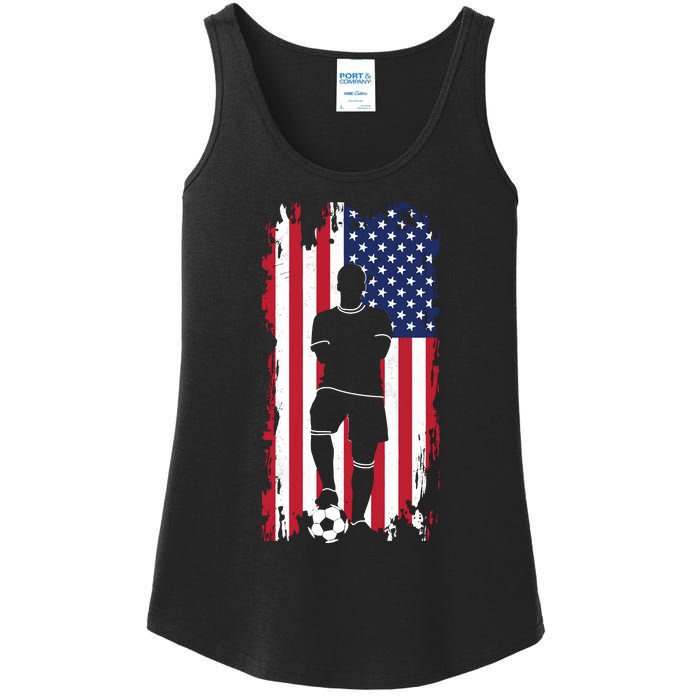 Usa Flag Soccer American Flag Ladies Essential Tank