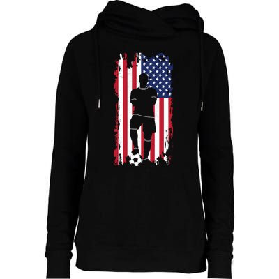 Usa Flag Soccer American Flag Womens Funnel Neck Pullover Hood