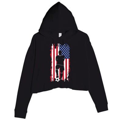 Usa Flag Soccer American Flag Crop Fleece Hoodie