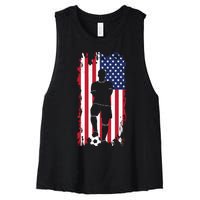 Usa Flag Soccer American Flag Women's Racerback Cropped Tank