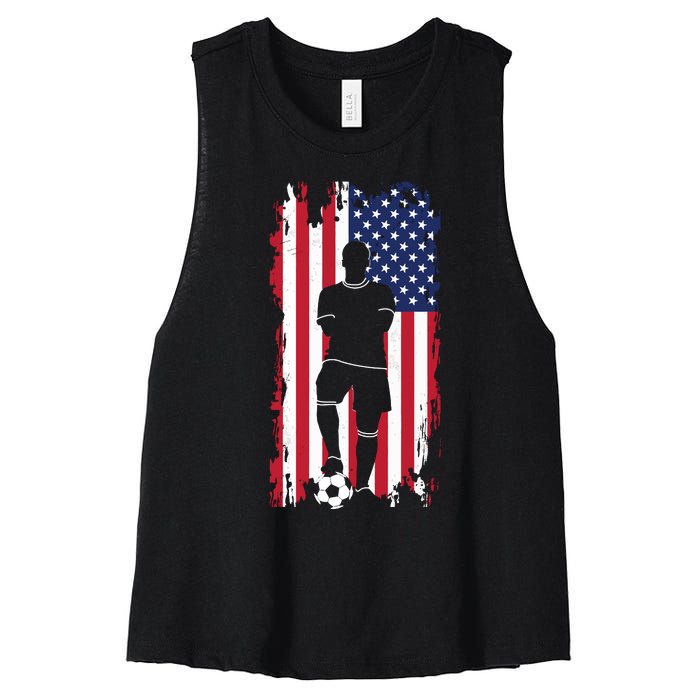 Usa Flag Soccer American Flag Women's Racerback Cropped Tank