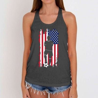 Usa Flag Soccer American Flag Women's Knotted Racerback Tank