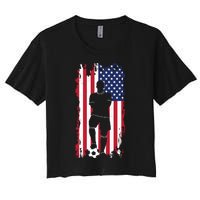 Usa Flag Soccer American Flag Women's Crop Top Tee