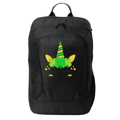 Unicorn Face St Patricks Day Irish Shamrock Girls Kid.s  City Backpack