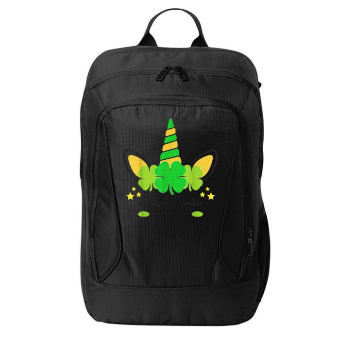 Unicorn Face St Patricks Day Irish Shamrock Girls Kid.s  City Backpack