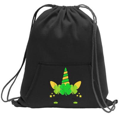 Unicorn Face St Patricks Day Irish Shamrock Girls Kid.s  Sweatshirt Cinch Pack Bag