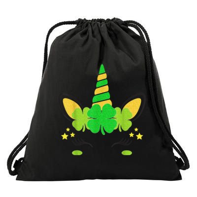 Unicorn Face St Patricks Day Irish Shamrock Girls Kid.s  Drawstring Bag