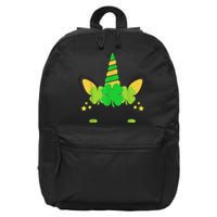 Unicorn Face St Patricks Day Irish Shamrock Girls Kid.s  16 in Basic Backpack