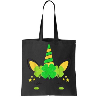 Unicorn Face St Patricks Day Irish Shamrock Girls Kid.s  Tote Bag