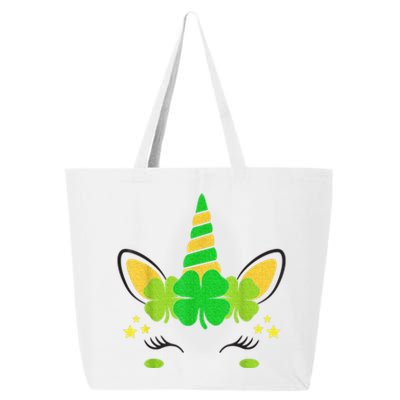 Unicorn Face St Patricks Day Irish Shamrock Girls Kid.s  25L Jumbo Tote