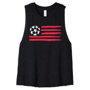 Usa Flag Soccer Ball Cool Futbol Equipment Women Women's Racerback Cropped Tank