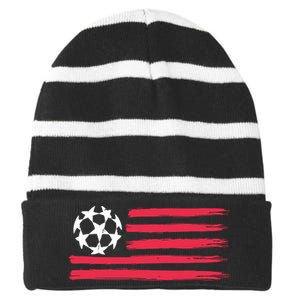 Usa Flag Soccer Ball Cool Futbol Equipment Women Striped Beanie with Solid Band