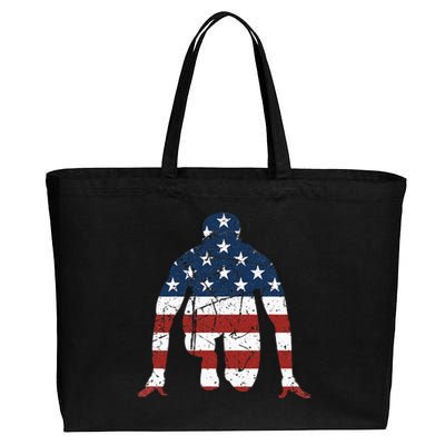 USA Flag Sprinter Track and Field Running Cotton Canvas Jumbo Tote