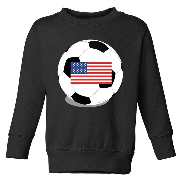 Usa Flag Soccer Fan Long Sleeve Toddler Sweatshirt