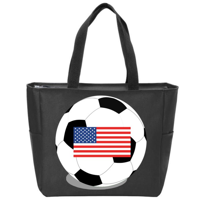 Usa Flag Soccer Fan Long Sleeve Zip Tote Bag